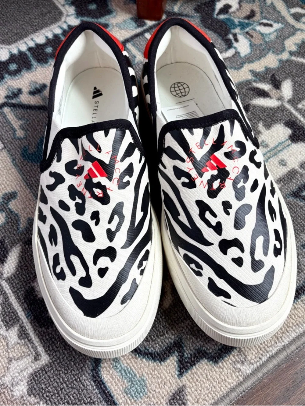 Adidas Stella McCartney Court Animal Print Slip On Shoes Women 10.5 Platform NWT - Picture 6 of 16